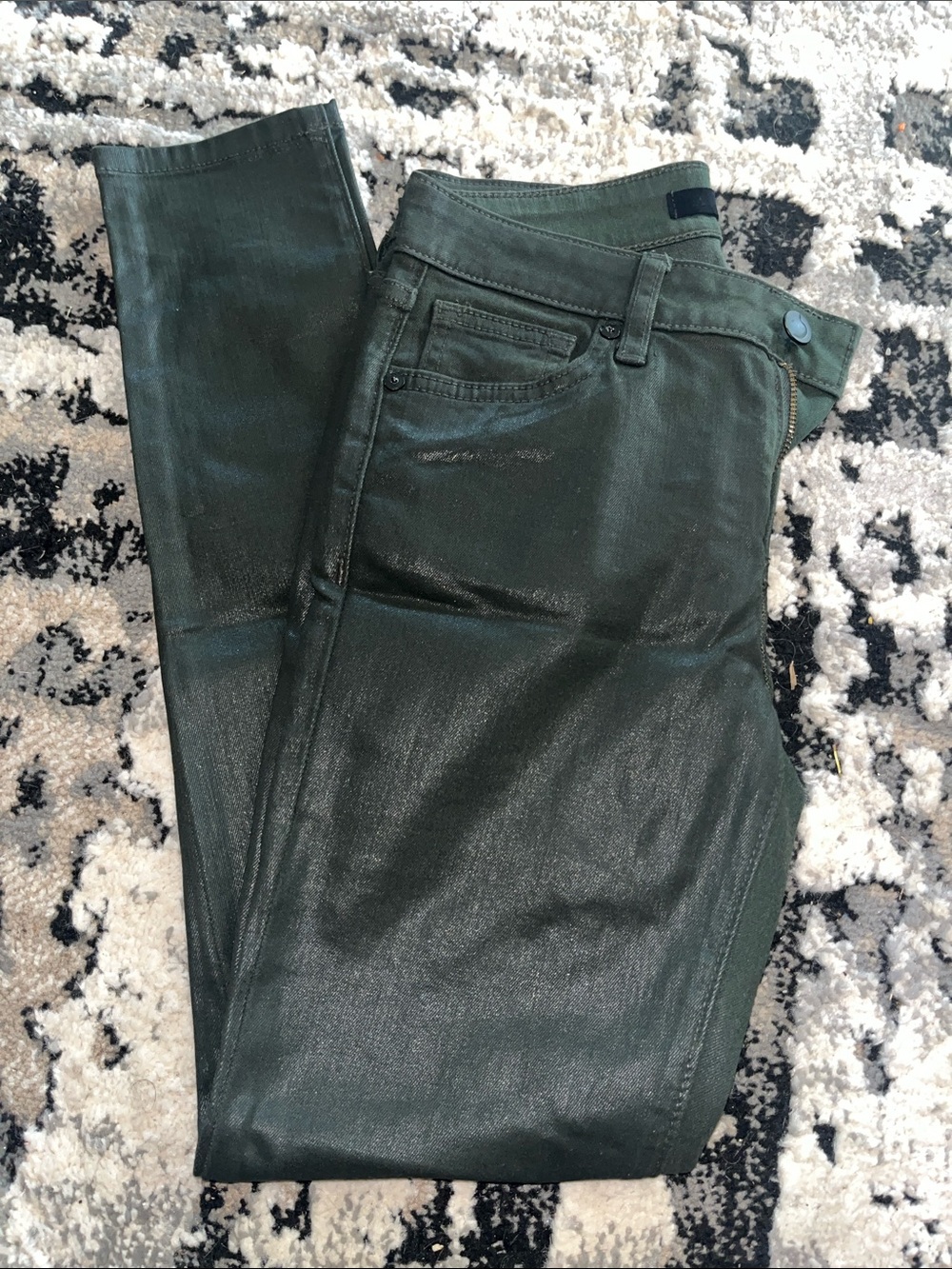 Joe's Jeans Olive Green Coated Skinny Jeans